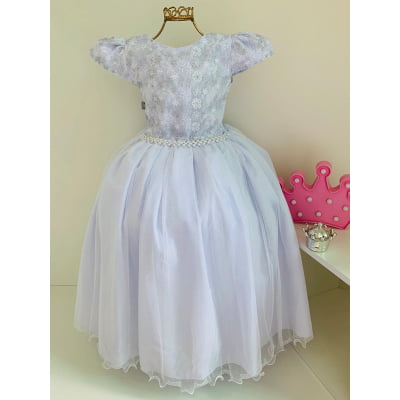Vestido Infantil Damas Honra Branco Casamentos Pérolas