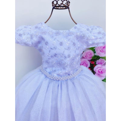 Vestido Infantil Damas Honra Branco Casamentos Pérolas