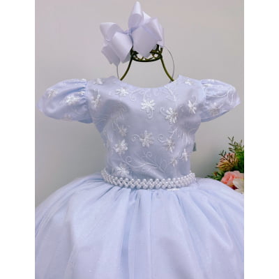 Vestido Infantil Damas Honra Branco Casamentos Pérolas Renda