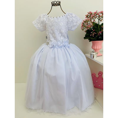 Vestido Infantil Damas Honra Branco Casamentos Strass Renda