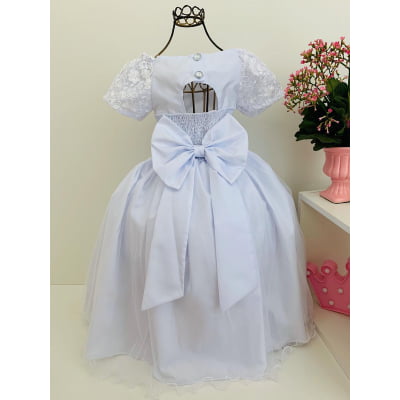 Vestido Infantil Damas Honra Branco Casamentos Strass Renda