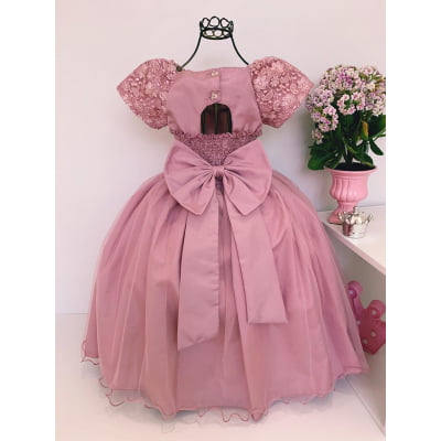 Vestido Infantil Damas Honra Rosê Casamentos Strass