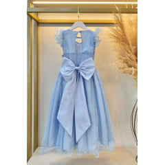 Vestido Infantil Longo Azul Claro Daminhas de Honra C/ Glitter