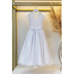 Vestido Infantil Longo Branco Daminhas de Honra C/ Glitter