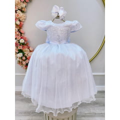 Vestido Infantil Longo Branco Daminhas de Honra C/ Renda