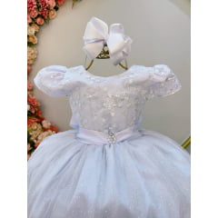 Vestido Infantil Longo Branco Daminhas de Honra C/ Renda