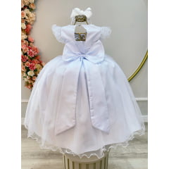 Vestido Infantil Longo Daminhas de Honra Branco C/ Apliques