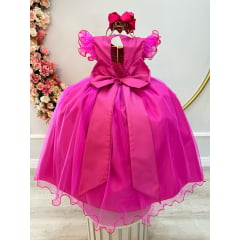 Vestido Infantil Longo Daminhas de Honra Pink C/ Apliques