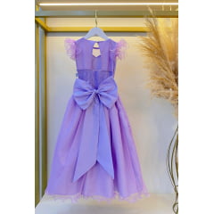 Vestido Infantil Longo Lilás Daminhas de Honra C/ Glitter