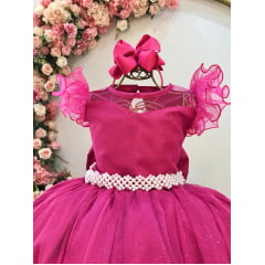 Vestido Infantil Longo Pink Daminhas de Honra C/ Glitter