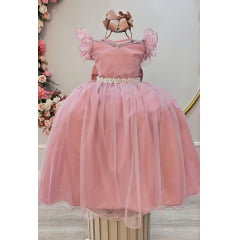 Vestido Infantil Longo Rose Daminhas de Honra C/ Glitter