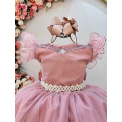 Vestido Infantil Longo Rose Daminhas de Honra C/ Glitter