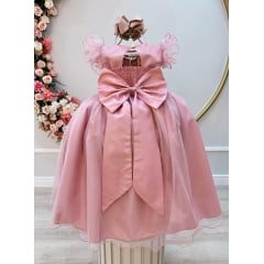Vestido Infantil Longo Rose Daminhas de Honra C/ Glitter