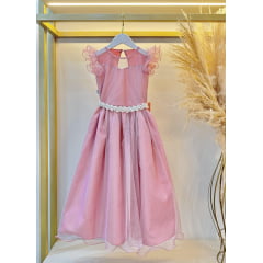 Vestido Infantil Longo Rose Daminhas de Honra C/ Glitter