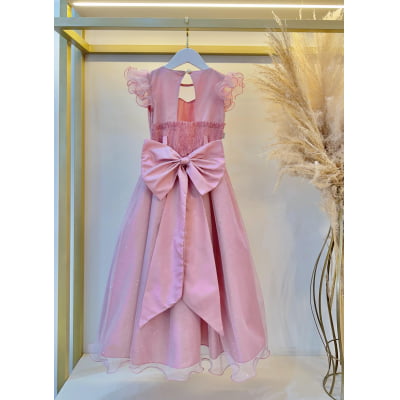 Vestido Infantil Longo Rose Daminhas de Honra C/ Glitter