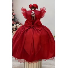 Vestido Infantil Longo Vermelho Daminhas de Honra C/ Glitter