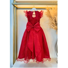Vestido Infantil Longo Vermelho Daminhas de Honra C/ Glitter