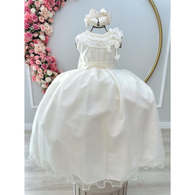 Vestido Infantil Off White Damas Honra Casamentos Festas