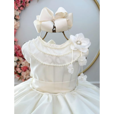 Vestido Infantil Off White Damas Honra Casamentos Festas