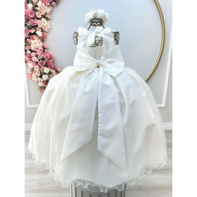 Vestido Infantil Off White Damas Honra Casamentos Festas