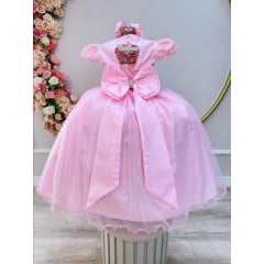 Vestido Infantil Rosa C/ Renda Damas Honra Casamentos