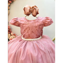 Vestido Infantil Rose C/ Renda Daminhas de Honra Longo