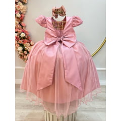 Vestido Infantil Rose C/ Renda Daminhas de Honra Longo