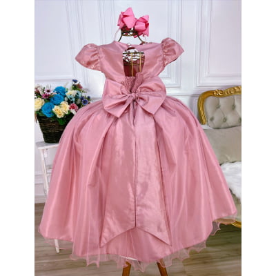 Vestido Infantil Rose Damas Honra Casamento Renda e Pérolas