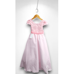 Vestido Infantil Longo Rosa Claro Busto C/ Renda Casamentos