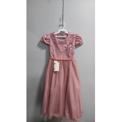 Vestido Infantil Rose Busto C/ Renda Luxo Casamento Festas