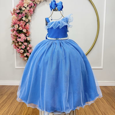 Vestido Infantil Longo Azul Capri Formaturas Daminhas