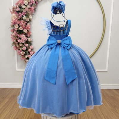 Vestido Infantil Longo Azul Capri Formaturas Daminhas