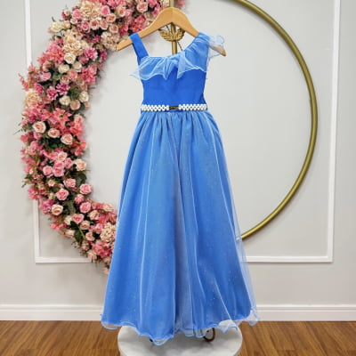 Vestido Infantil Longo Azul Capri Formaturas Daminhas