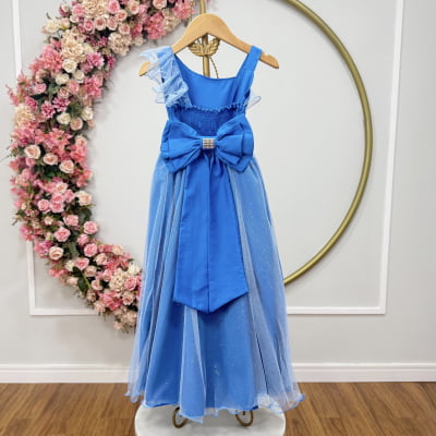 Vestido Infantil Longo Azul Capri Formaturas Daminhas