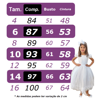 Vestido Infantil Longo Festas Branco Busto Renda