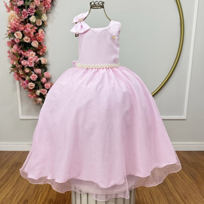 Vestido Infantil Longo Rosa Bebê Daminhas Formaturas
