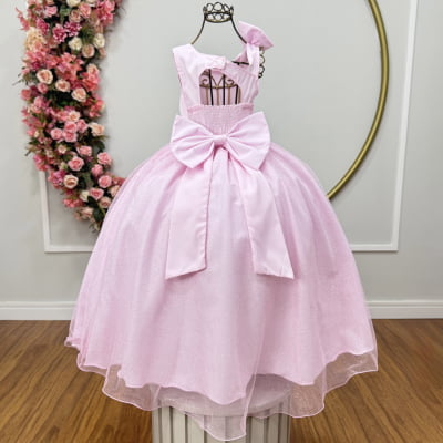 Vestido Infantil Longo Rosa Bebê Daminhas Formaturas