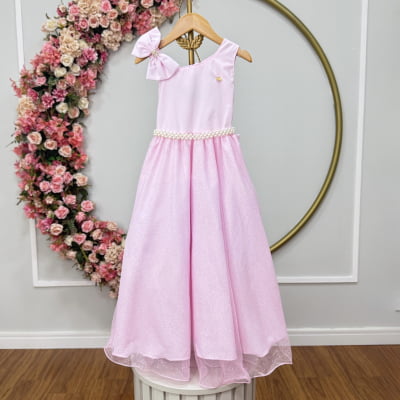 Vestido Infantil Longo Rosa Bebê Daminhas Formaturas