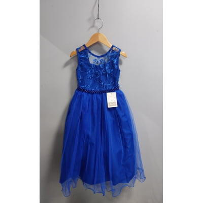Vestido Infantil Longo Azul Royal C/ Renda Damas Formatura Vestido Infantil Longo Azul Royal C/ Renda Damas Formatura