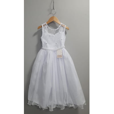 Vestido Infantil Longo Branco C/ Renda Casamento Festas