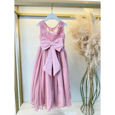 Vestido Infantil Longo Rose C/ Renda Damas Formatura
