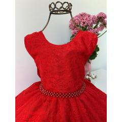 Vestido Infantil Vermelho Renda Festas Luxo Princesas