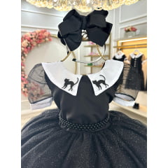Vestido Fantasia Infantil Preto Wandinha Addams Festas