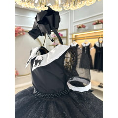 Vestido Fantasia Infantil Preto Wandinha Addams Festas