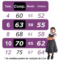 Vestido Fantasia Infantil Preto Wandinha Addams Festas