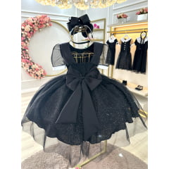 Vestido Fantasia Infantil Preto Wandinha Addams Festas