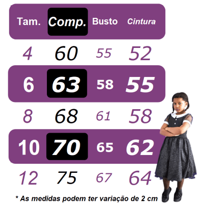 Vestido Fantasia Infantil Preto Wandinha Addams Festas