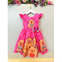 Vestido Infantil Capivara Milk Shake Festas Aniversários