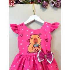 Vestido Infantil Capivara Milk Shake Festas Aniversários
