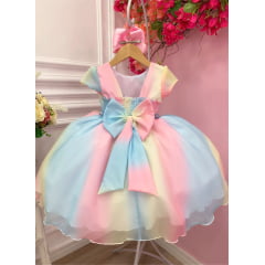 Vestido Infantil Chuva de Amor Bênçãos Com Cinto Pérolas